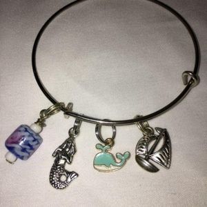 Handmade Bangle Bracelet with Charms